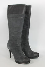 Load image into Gallery viewer, CALVIN KLEIN Ladies Anthracite Suede Kara Kid High Heel Mid-Calf Boots EU38 UK5
