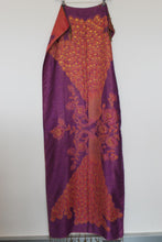 Load image into Gallery viewer, Ladies Pink/Purple/Gold Peacock Rectangular Tassel Scarf OS
