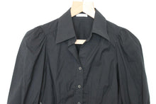 Load image into Gallery viewer, MASSIMO DUTTI Ladies Black Cotton 3/4 Puff Sleeve Button Down Shirt EU38 UK10
