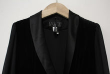 Load image into Gallery viewer, ALEX EVENINGS Ladies Black Velvet Sheer Sleeve Satin Lapel Jacket Size M NEW

