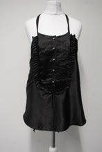 Load image into Gallery viewer, LULUMARIE Ladies Black Satin Pleated Front Sleeveless Camisole Top Size S
