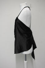 Load image into Gallery viewer, LULUMARIE Ladies Black Satin Pleated Front Sleeveless Camisole Top Size S
