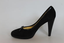 Load image into Gallery viewer, G CLUB Ladies Black Suede Extra-High Block Heel Bow-Detail Pumps Shoes EU35 UK5
