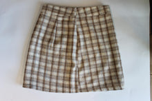 Load image into Gallery viewer, SHEIN Ladies Beige Tartan Knit Straight Mini Skirt EU36 UK8

