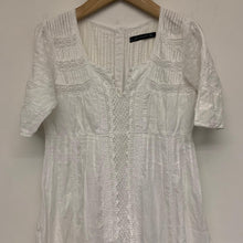 Load image into Gallery viewer, ZARA WOMAN White Ladies Short Sleeve V-Neck A-Line Dress Size UK M
