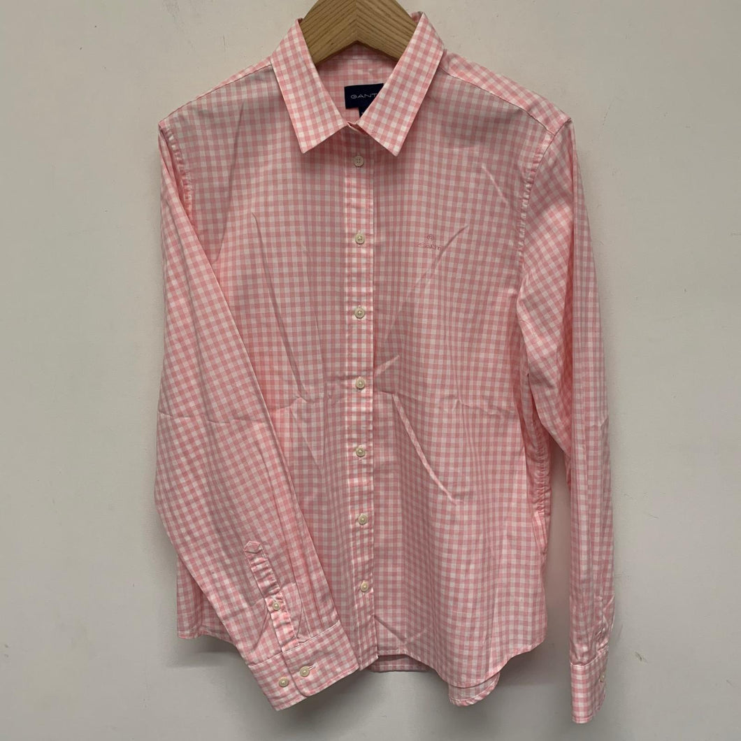 GANT Pink Ladies Long Sleeve Collared Check Button-Up Shirt UK 14