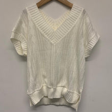 Load image into Gallery viewer, RESERVED White Ladies Sleeveless V-Neck Pullover Jumper Size UK M
