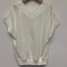 Load image into Gallery viewer, RESERVED White Ladies Sleeveless V-Neck Pullover Jumper Size UK M
