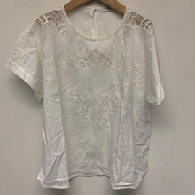 Load image into Gallery viewer, GERARD DAREL White Ladies Short Sleeve Round Neck Top Blouse UK 14
