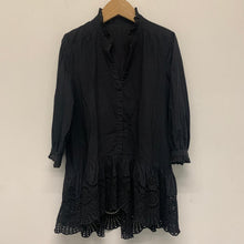 Load image into Gallery viewer, RESERVED Black Ladies 3/4 Sleeve Collared Top Blouse Long Lace Size UK 10
