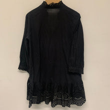Load image into Gallery viewer, RESERVED Black Ladies 3/4 Sleeve Collared Top Blouse Long Lace Size UK 10
