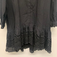 Load image into Gallery viewer, RESERVED Black Ladies 3/4 Sleeve Collared Top Blouse Long Lace Size UK 10
