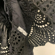 Load image into Gallery viewer, RESERVED Black Ladies 3/4 Sleeve Collared Top Blouse Long Lace Size UK 10
