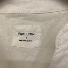 Load image into Gallery viewer, PURE LINEN White Ladies Short Sleeve V-Neck Top Blouse Size UK 12
