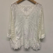 Load image into Gallery viewer, APRICOT White Ladies Short Sleeve Lace Deep V-Neck Top Blouse Size UK 14
