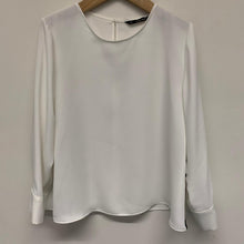 Load image into Gallery viewer, ZARA White Ladies Long Sleeve Round Neck Top Lightweight Blouse Size UK L NEW
