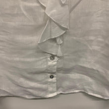 Load image into Gallery viewer, White Ladies Sleeveless Button Up Frill Collared Top Blouse Size UK M
