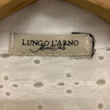 Load image into Gallery viewer, LUNGO L&#39;ARNO White Ladies Short Sleeve Collared Top Blouse Size UK 12

