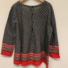 Load image into Gallery viewer, MASAI Black Ladies Long Sleeve Hippy Patterned Round Neck Top Blouse Size UK M
