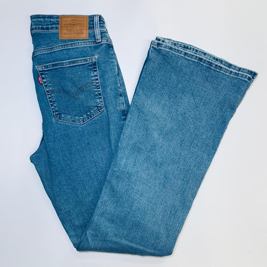 LEVI'S Ladies Blue Light Wash Jeans Premium 726 Flare Wide-Leg W30 L32