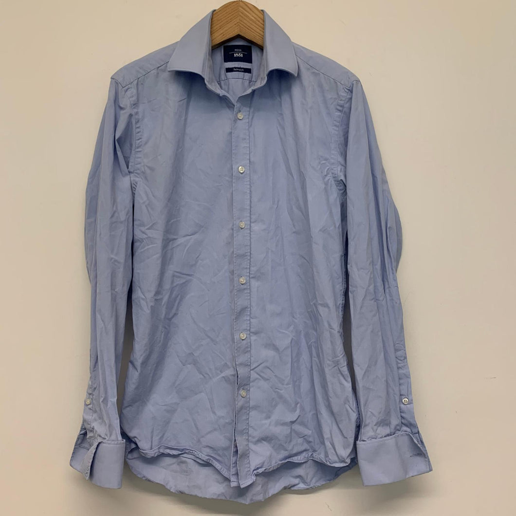 MOSS Light Blue Men's Long Sleeve Collared Formal Slim Fit Dress Shirt Size UK M