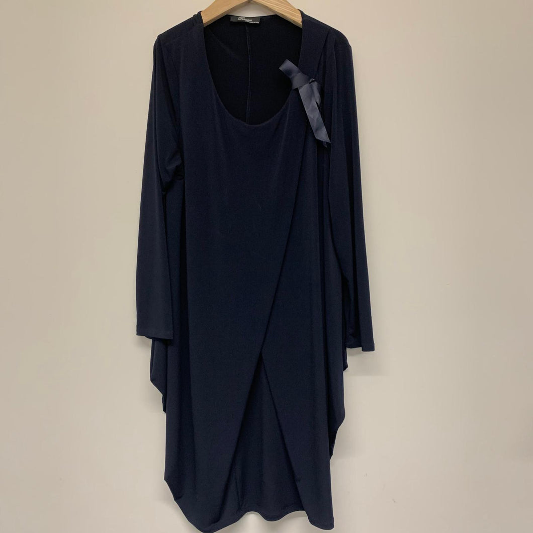 PERUZZI Black Ladies Long Sleeve Scoop Neck A-Line Dress Size UK 16