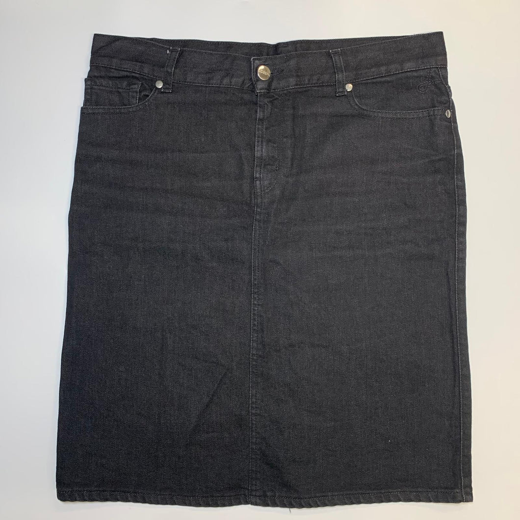 JOSEPH Black Wash Ladies Denim A-Line Knee High Skirt Size UK 14
