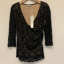 Load image into Gallery viewer, GINA BACCONI Black Ladies Long Sleeve V-Neck Basic Blouse Size UK 14 NEW
