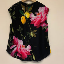 Load image into Gallery viewer, TED BAKER Black Ladies Sleeveless Flower Round Neck Blouse Size UK XL
