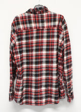 Load image into Gallery viewer, RUFF HEWN Men&#39;s Red Grey Plaid Flannel Long Sleeve Cotton Shirt w Pockets L
