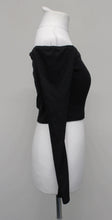 Load image into Gallery viewer, CIDER Ladies Black Ribbed Off The Shoulder Long Sleeve Cropped Top Size XS
