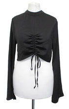 Load image into Gallery viewer, TOPSHOP Ladies Co-Ord Black Ruched Front Cut-Out Back Cropped Top UK8 EU36
