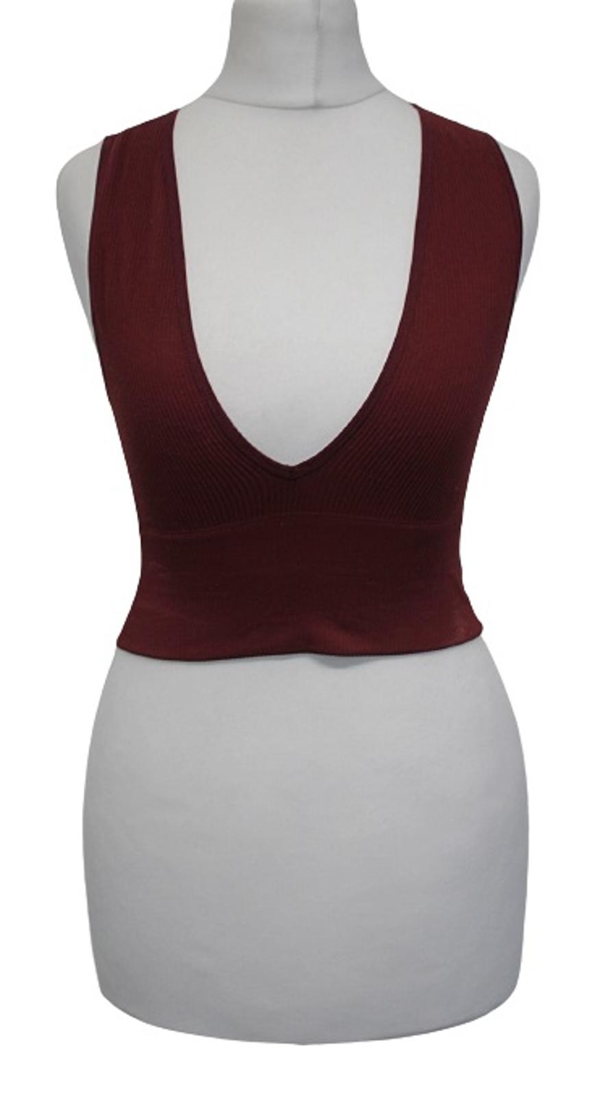 OUT FROM UNDER URBAN OUTFITTERS Ladies Plum Red Ribbed Cropped Vest Top M