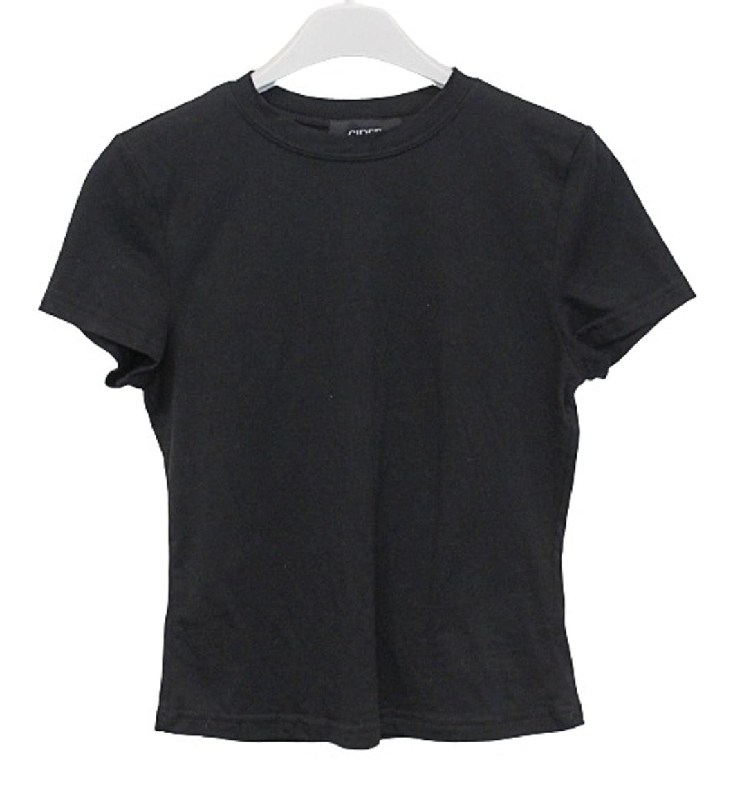 CIDER Girls Ladies Black Crew Neck Short Sleeve Plain Basic T-Shirt Size S