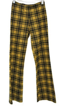 Load image into Gallery viewer, FOREVER 21 Ladies Yellow Black Checked Elasticated Waist Trousers S W26 L32
