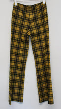 Load image into Gallery viewer, FOREVER 21 Ladies Yellow Black Checked Elasticated Waist Trousers S W26 L32
