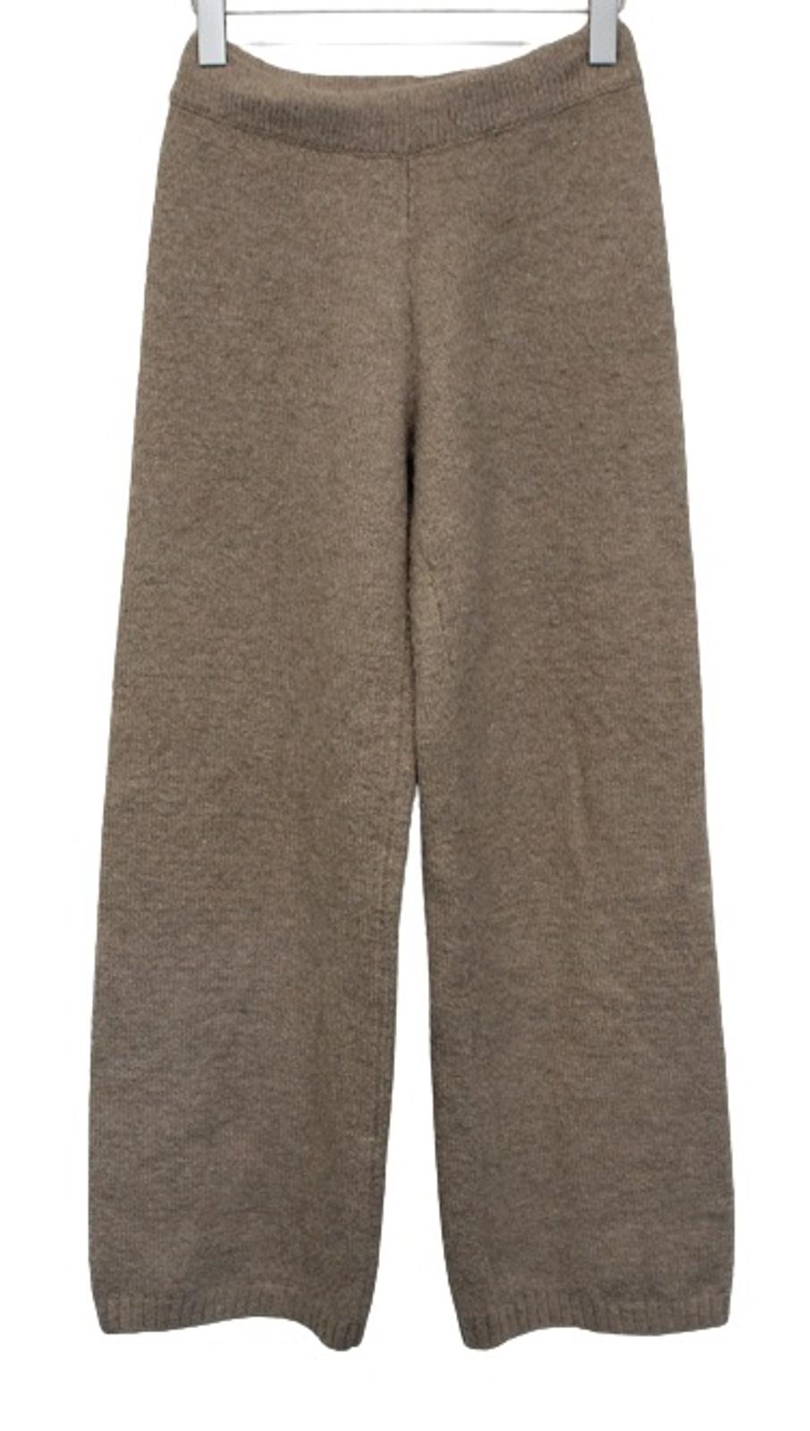 ZARA Ladies Beige Elasticated Waist Knitted Wool Alpaca Mix Trousers S W26 L31