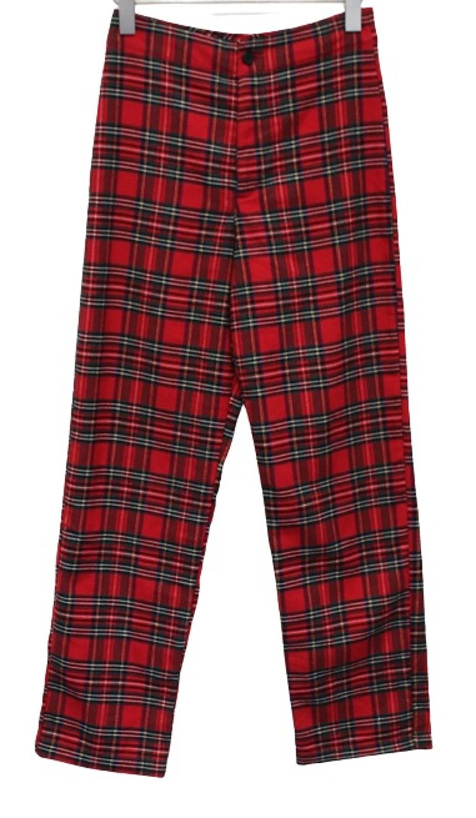 JOHN GALT Ladies Red Multi Plaid High Rise Zip Fly Kim Pants OS Approx. W26 L28