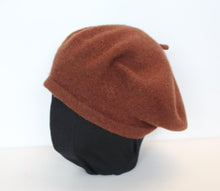 Load image into Gallery viewer, Ladies Brown Stalk Top Fitted Brim Woollen Knitted Beret Hat Cap One Size
