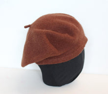 Load image into Gallery viewer, Ladies Brown Stalk Top Fitted Brim Woollen Knitted Beret Hat Cap One Size
