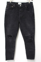 Load image into Gallery viewer, AGOLDE Ladies Black Cotton Blend High-Rise Slim Distressed Nico Jeans W30 L26
