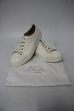 Load image into Gallery viewer, AGL Ladies Ivory White Leather Low-Top Elastic Ankle Sneakers Trainers EU39 UK6
