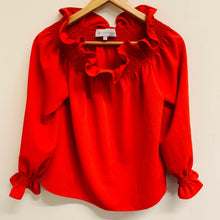 Load image into Gallery viewer, TUCKERNUCK Red Ladies Long Sleeve Boat Neck Basic Blouse Size UK S
