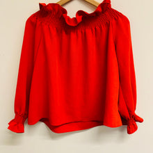 Load image into Gallery viewer, TUCKERNUCK Red Ladies Long Sleeve Boat Neck Basic Blouse Size UK S
