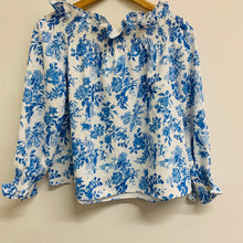 Load image into Gallery viewer, TUCKERNUCK Blue Ladies Long Sleeve Boat Neck Basic Blouse Size UK S
