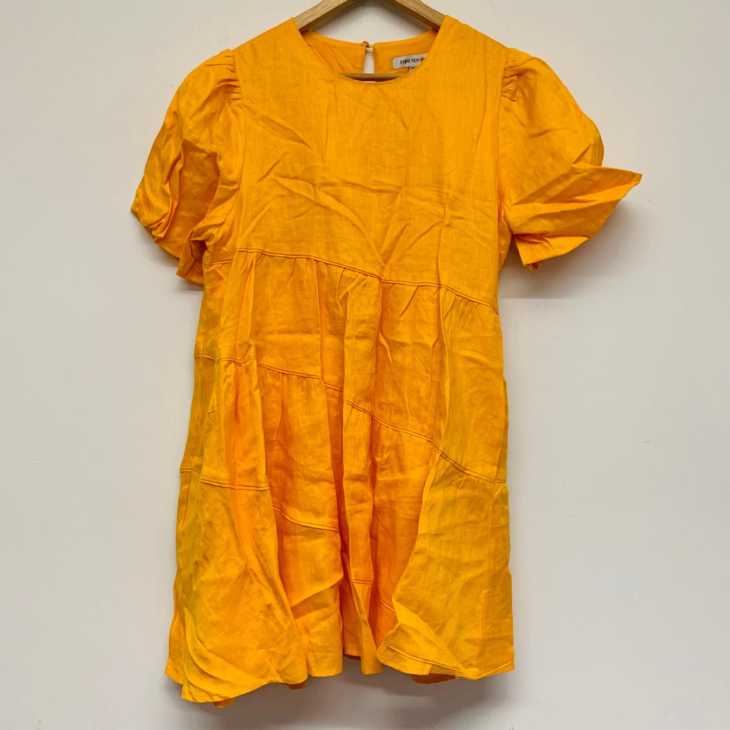 FOREVER NEW Orange Ladies Short Sleeve Round Neck A-Line Dress Size UK 12 NEW