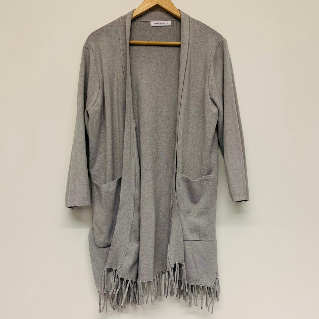 OXFORD SUNDAY Grey Ladies Long Sleeve V-Neck Knit Classic Cardigan Size UK M