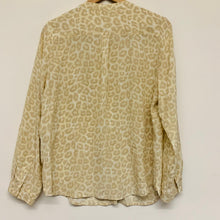 Load image into Gallery viewer, JOIE Beige Ladies Long Sleeve V-Neck Leopard Print Silk Blouse Top UK M
