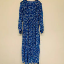 Load image into Gallery viewer, GRACE &amp; MILA Blue &amp; White Spotted Ladies Long Sleeve V-Neck A-Line Dress UK M
