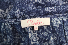 Load image into Gallery viewer, PARKER Ladies Queenie Print Navy Blue Cotton Ruffle Floral Mini Dress M
